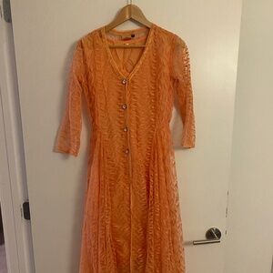 Orange/peach net tunic/kurta - size small
